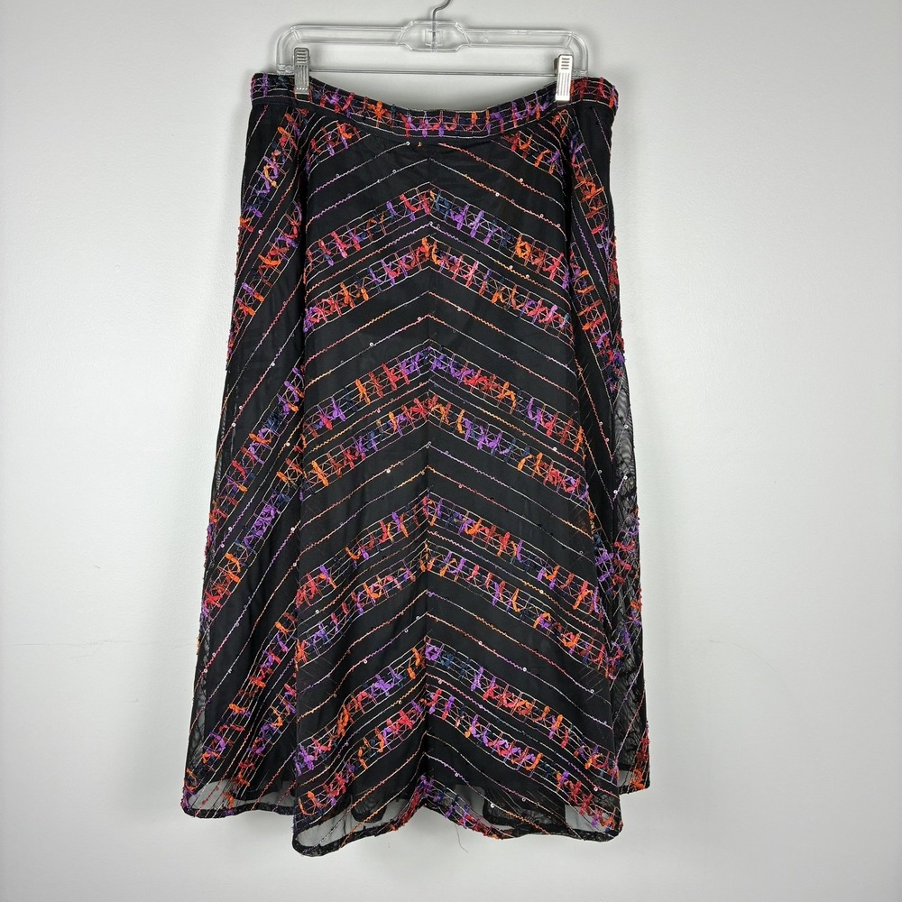 Vintage Midi Skirt 1X Whimsigoth  Grunge Witchy A Line Black Artsy Halloween